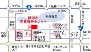 新潟市産業振興センターへのアクセスマップ画像